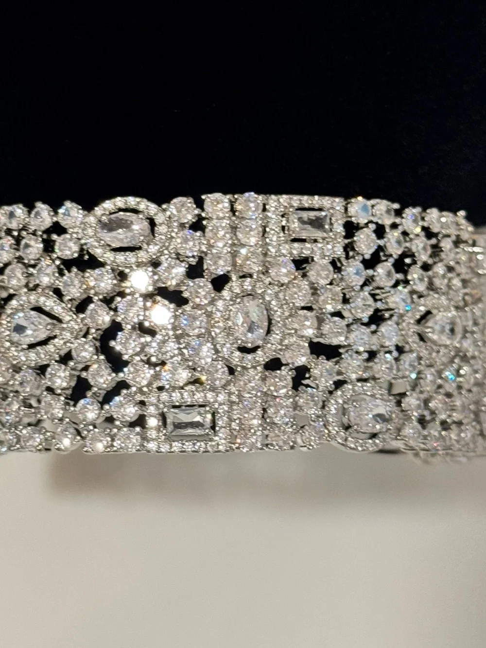 Sparkling Crystal Wide Cuff Bracelet for Wedding Special Occasions